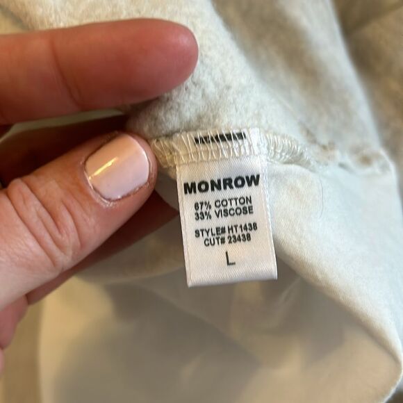 MONROW POPLIN MIX COLLAR SWEATSHIRT LIGHT GRAY WITH WHITE SIZE LARGE RETAIL $158 - Picture 9 of 10